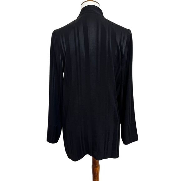 Soft Surroundings Black Satin Tie Front Jacket Cardigan Vertical Stripes Small - Picture 2 of 6